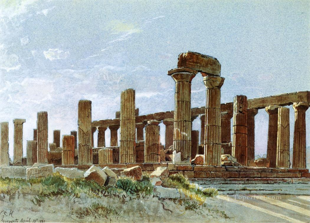 アグリジェント 別名ジュノ神殿 ラキニアの風景 ルミニズム ウィリアム・スタンリー・ハゼルタイン油絵